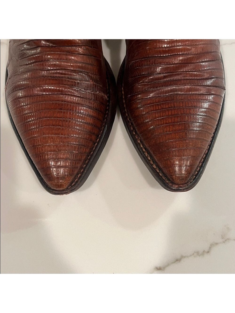 Justin 8303 Men's Exotic Leather Western Boot Peanut Brittle Lizard Round Toe - Picture 14 of 15
